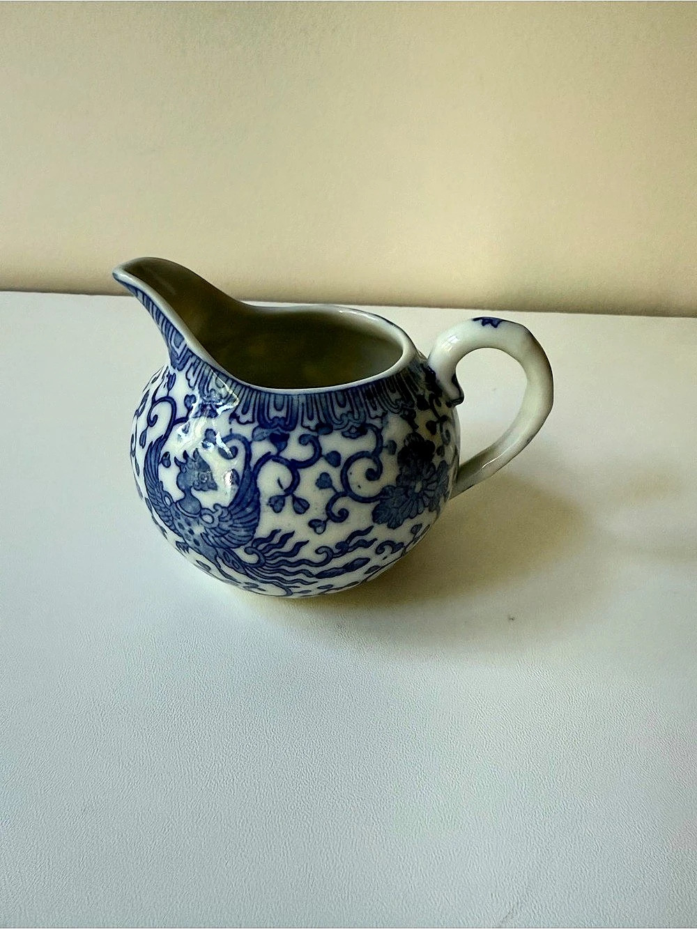 Japan Blue & White Floral Ceramic Pitcher
